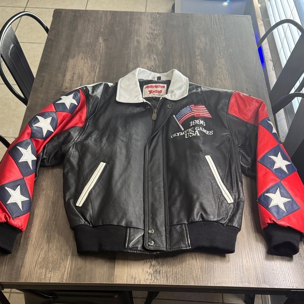 Rare Vintage 1996 Usa Atlanta Olympics American Toons By Excelled Leather Jacket
